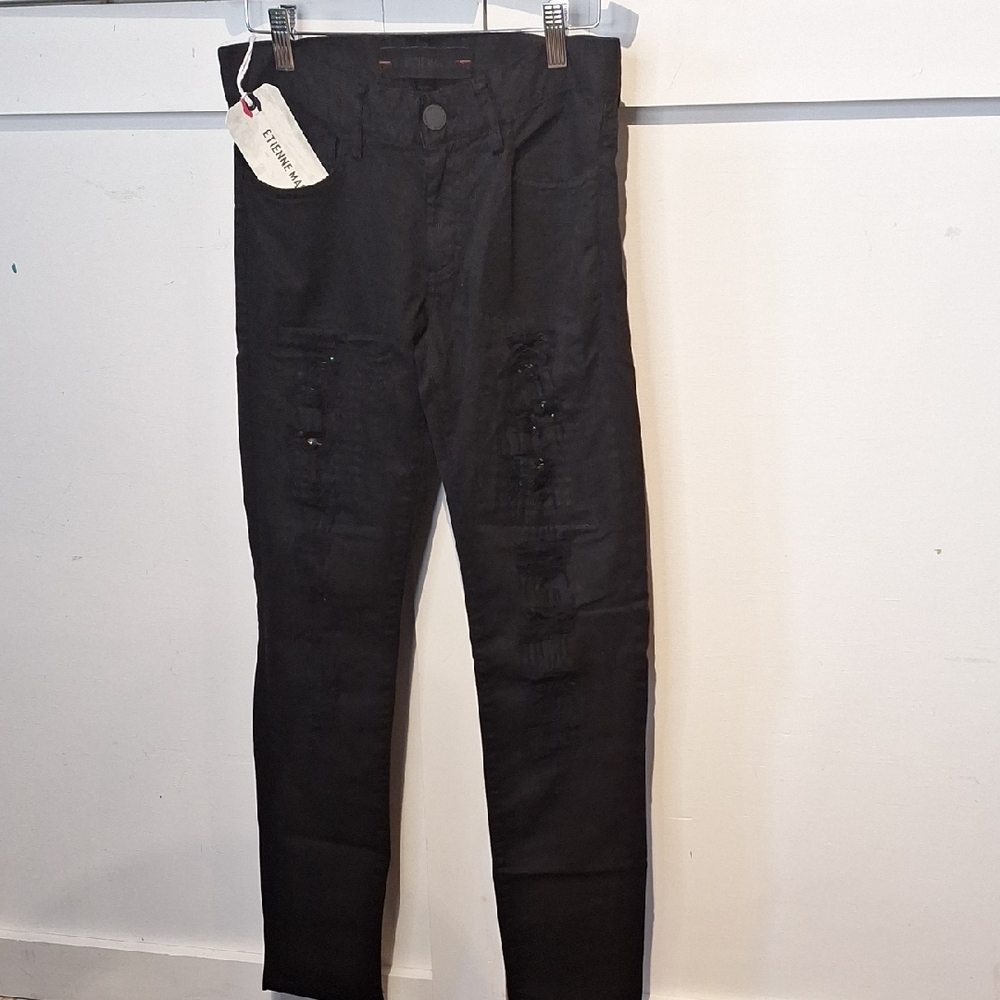 Etienne Marcel Black Distressed Skinny Jeans